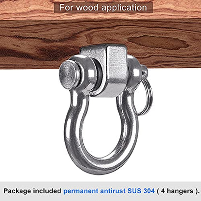 SELEWARE Heavy Duty Swing Hanger, 6 Pack Porch Swing Hardware - color: U (5 Inch, 6 Pack)