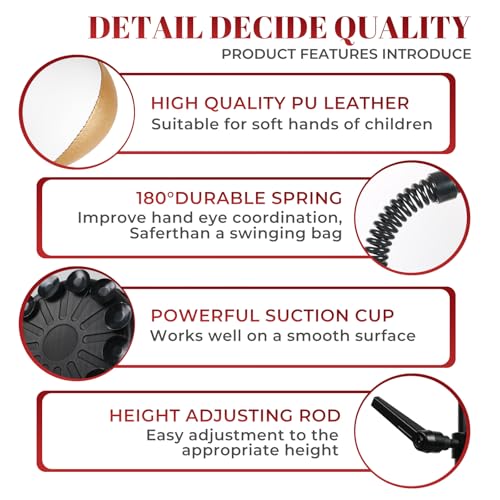Boxing bar Reflex Speed Bag Punching Bag Free Standing Boxing Bag with Adjustable Height & Reinforced Spring Strong Durable Relief Stress Ball for MMA WWE Exercise（red White Gold）