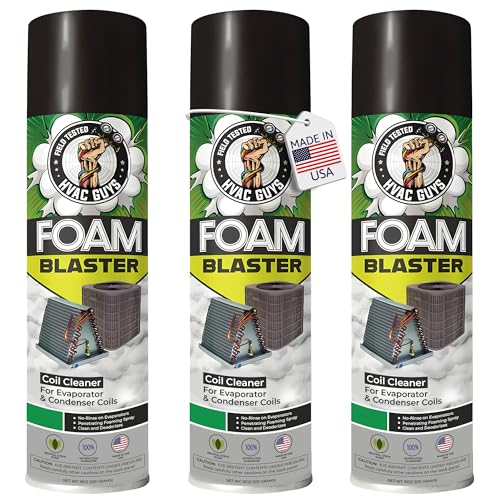 Leak Saver Foam Blaster AC Coil Cleaner Foam Spray | HVAC Coil Cleaner for AC Unit | Professional Deep-Penetrating Formula for Evaporator (No Rinse) & Condenser (Light Rinse) - 3 Pack - size: 18 Fl Oz (Pack of 3)