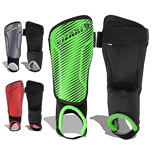 Vizari Matera Soccer Shin Guards | Lightweight PP Shell | Foam Padded Backing | Youth Soccer Shin Guards | Soccer Equipment - color: Green / Black, size: Medium