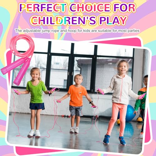 Poen 2 Pcs Detachable 23" Hoop and 7.3 Ft Jump Rope Set - color: Rose Pink