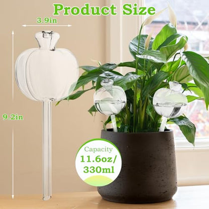 Suyeah 6 Pack Plant Watering Globes Top Fill, Self Watering Planter Spikes Insert, Self Watering Planter Insert Plant Watering Devices Plant Watering Bulbs for Indoor and Outdoor (Pumpkin)