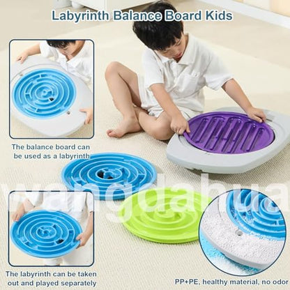 Balance Board for Kids, 20 inch Balance Board Maze with 2 Balls, 3 Replacement Labyrinth Boards, Toddler Wobble Boards for Sensory Training, Non-Slip Pedals, Max Load 130 Lbs