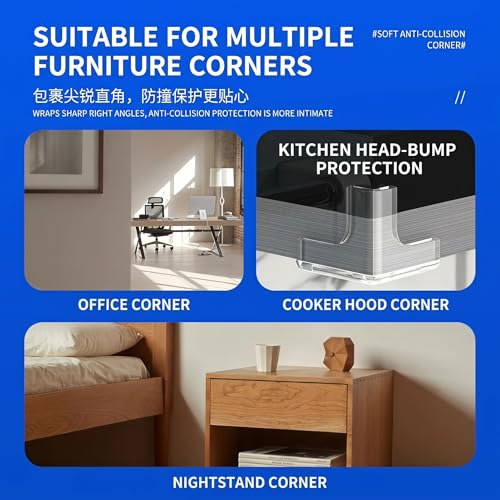 Corner Protectors, Transparent Silicone, Soft Anti-Collision Safety Guards for Table and Cabinet Edges, Large Airbag Design, T-Shape，12 Pieces