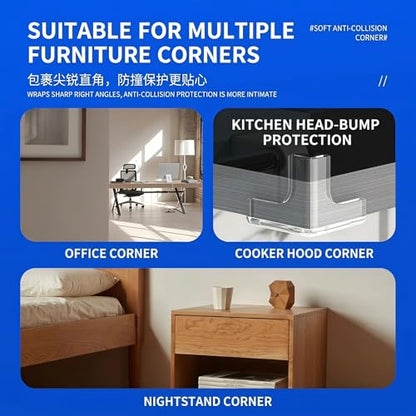 Corner Protectors, Transparent Silicone, Soft Anti-Collision Safety Guards for Table and Cabinet Edges, Large Airbag Design, T-Shape，12 Pieces