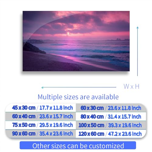 Aquarium Background Stickers - Beach Sunset Pink Wave - Fish Tank Reptile Terrarium Decor Poster (120 x 60 cm / (47.2 x 23.6 inches)) - size: 120 x 60 cm / (47.2 x 23.6 inches)