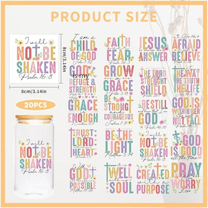 Bible UV DTF Cup Wraps - 20 Sheet Bible Verse UV DTF Transfer Decals, Christian UVDTF Cup Wraps for Glass, Flower Waterproof Transfer Sticker, Religious DIY Crafts - color: Bible684