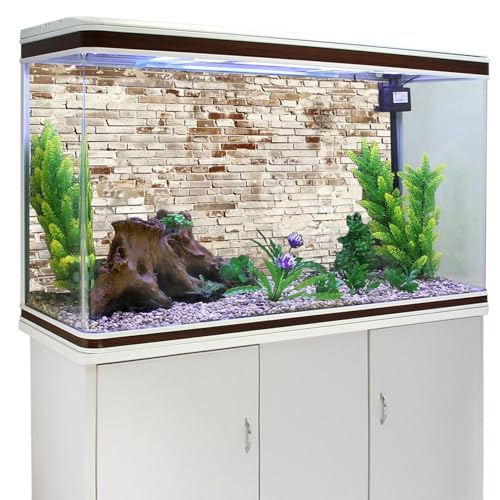 AWERT 36x24 inches Brick wall Aquarium Background Vintage Stone Brick Fish Tank Background Polyester Terrarium Background