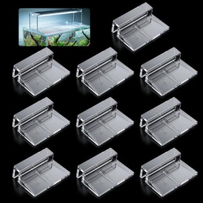 10 PCS Aquarium Lid Clips, 6mm Transparent Acrylic Fish Tank Lid Holder, Aquarium Hoods Glass Cover Support, Fish Tank Cover Clips for 5-6mm Thickness Rimless Aquariums