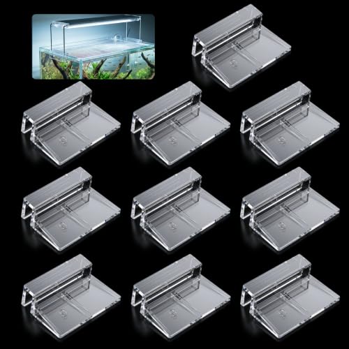 10 PCS Aquarium Lid Clips, 6mm Transparent Acrylic Fish Tank Lid Holder, Aquarium Hoods Glass Cover Support, Fish Tank Cover Clips for 5-6mm Thickness Rimless Aquariums