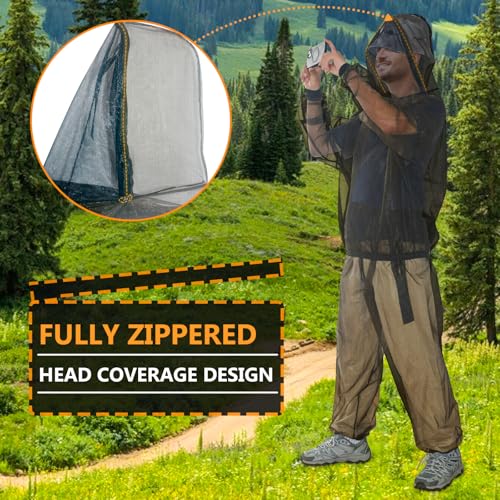 Mosquito Suit - Bug Mesh Pants & Jacket with Hood for Outdoor Protection from Ticks, Bugs, Flies, Gnats, No-See-Ums & Midges - Mosquito Clothing for Men & Women with Carrybag, M Size - style: Medium (Adults)
