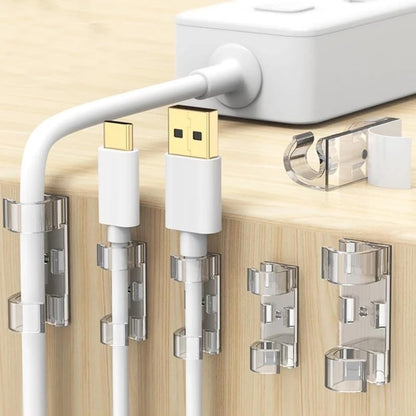 20Pcs Self Adhesive Cable Clips Wire Cord Organizer Holder for TV PC Laptop Ethernet Car Line Fix Clamp Cables Winder Manager Transparent