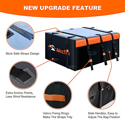 Car Roof Bag Rooftop Cargo Carrier Bag Waterproof 21 Cubic Feet roof Cargo | Soft Shell Luggage rack bag for All Vehicle with/Without Rack,Includes Anti-Slip Mat,10 Reinforced Straps,6 Door Hooks,Lock - size: 21 Cubic Feet