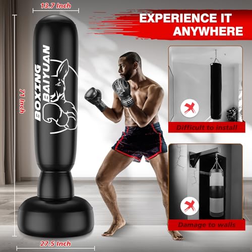 Freestanding Punching Bag for Adults Teens, Thickened Boxing Bag with Stand