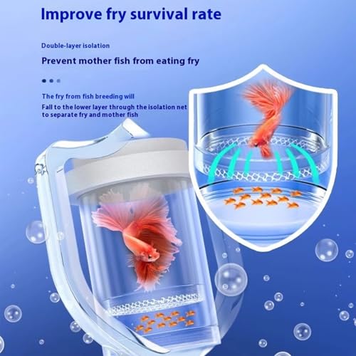 Floating Fish Breeding Box Net Design Safe Fish Habitat Isolation Tanks for Fry Shrimp Easy Setups Compacts - color: White, size: L