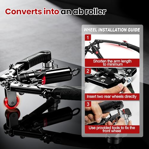 Training Twister Arm Trainer, 3 in 1 Hydraulic Power Chest Workout Equipment with Ab Roller Wheels and Hooks, 22-440lbs for Men Women, Home Gym Equipment for Full Body Strength Training