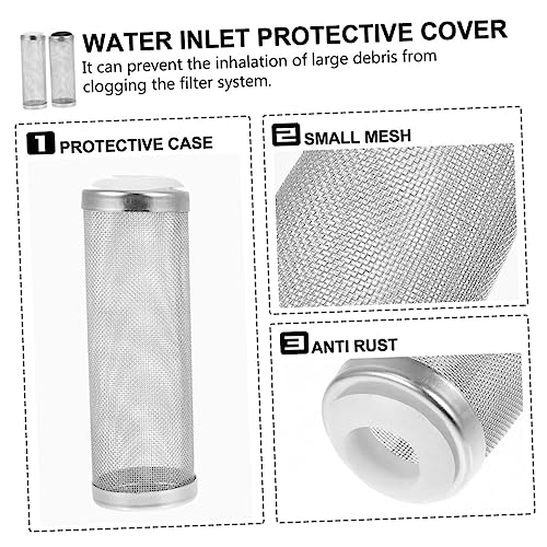 Happyyami 4pcs Stainless Steel Aquarium Cover Easy to Install Fish Tank Protective Cover Prevents Debris from Entering Extends Lifespan Compatible Inlet