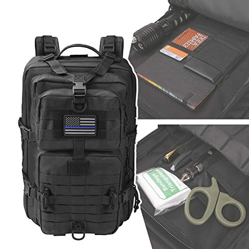Hannibal Tactical MOLLE Assault Backpack, Tactical Backpack Military Army Camping Rucksack - color: Black
