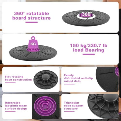 Labyrinth Balance Board, Yoga Balance Board with Maze, 14.6inch Plastic Wobble Stability Board Core Strength Fitness Disc for Home Gym Workout 150KG Load