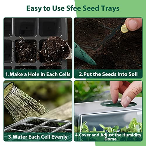 10 Pack Seed Starter Tray Kit, 120 Cells Seedling Starter Trays with Humidity Dome and Base Greenhouse Growing Trays, Reusable Seed Germination Seedling Tray with Garden Tools Labels (Green) - color: Green, size: 10 pack