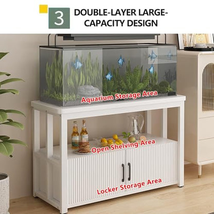 Home Aquarium Stand With Storage Cabinet, 2 Tier Fish Tank Stand, Strong Load-Bearing Capacity, Terrarium Reptile Tank Rack With Door(65x45x60cm) - size: 65x45x60cm