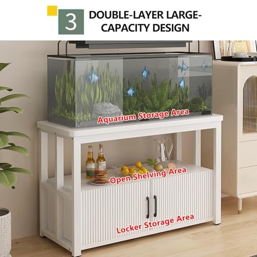 Home Aquarium Stand With Storage Cabinet, 2 Tier Fish Tank Stand, Strong Load-Bearing Capacity, Terrarium Reptile Tank Rack With Door(70x40x60cm) - size: 70x40x60cm