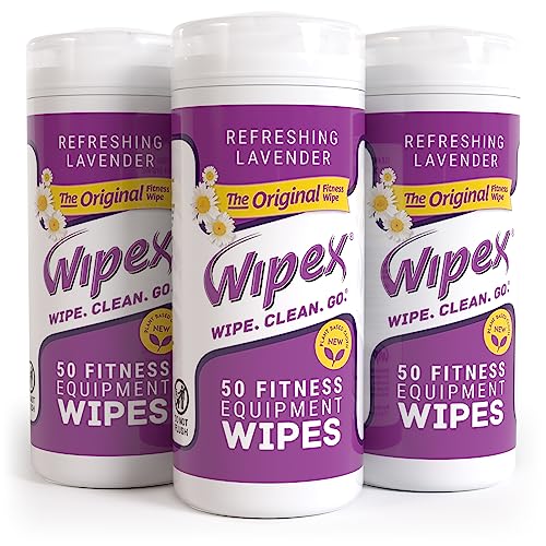 Wipex Original Natural Fitness Equipment Wipes - EWG Verified- Plant-Based Lint Free Cloth - Gym Wipes for Equipment, Yoga Mat, Peloton, Lavender and Vinegar, 50 Count (Pack of 3) - size: 50 Count (Pack of 3)