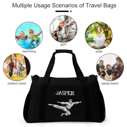 Personalized Taekwondo Karate Duffle Bag for kids Boy Girls,Custom Name Martial Arts Gear Bag,Water-Resistant Sparring Equipment Black Taekwondo - color: Taekwondo Karate-03