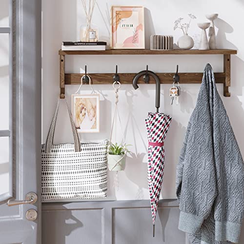AMBIRD Coat Rack Wall Mount with Shelf, 28.9 Inches Coat Hooks Wall Mounted with 5 Hooks, Wall Hat Hooks for Hanging in Entryway, Living Room, Bathroom, Bedroom (Brown) - color: Brown, size: 5 Hooks 28.9" L
