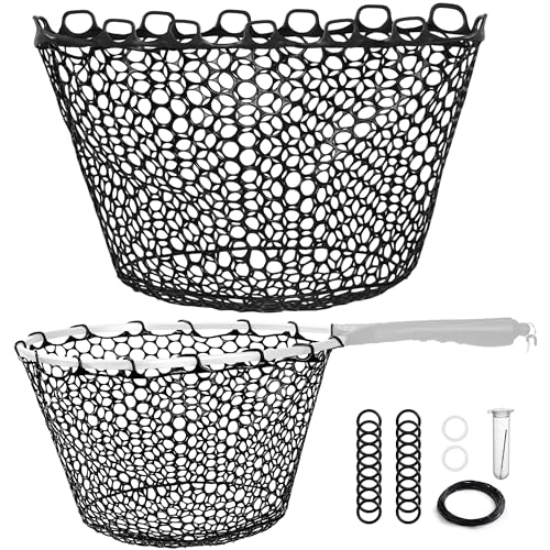 Riverruns Rubber Net Replacement with Repair Kit Fly Fishing Net Replacement Knotless Netting Bag for Rubber Fishing Net, Catch & Release - color: Black, size: 15.7" Dia x 13.8" Depth (47.2" Circumference)