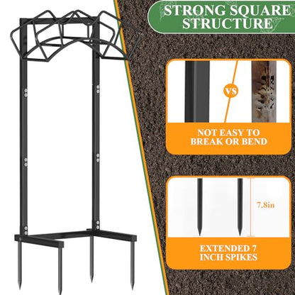 Super Stable Garden Hose Holder, Detachable Water Hose Holders Stand Holds 160-Feet Freestanding Hose Storage Hanger Rack for Outside Yard Lawn Farm (Black) - color: Black