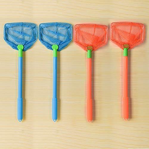 Coopay 4 Pieces Fishing Net Catching Bug Nets Fish Butterfly Nets Beach Toys for Kids Outdoor Playing (Blue, Orange)