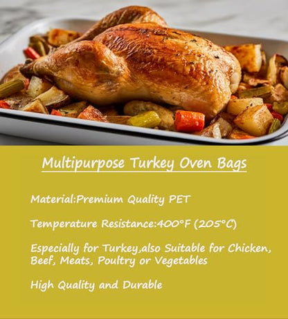 10×Large Oven Bags Turkey Size,Cooking Roasting Bags Large Size(22×24Inch) Meat Roasting Safe for Turkey Meat Fish and Vegetables (10)
