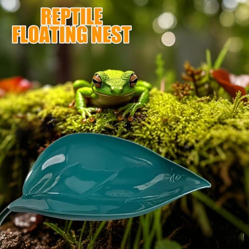 Turtle Basking Area - Floating Terrarium Creatures, Reptile Tank Leaf Terrace | Climb Support Pad, Suction Accessory Rest Spot, Gecko Toad Frog Deck for Garden Aquatic Display - color: Dark green