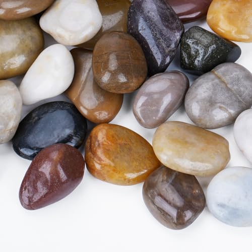 15 lbs River Rocks for Plants, 1-1/2 inch Decorative Garden Rocks Outdoor Landscaping, Large Polished Natural Stone for Walkways, Yard, Vases, Crafts
