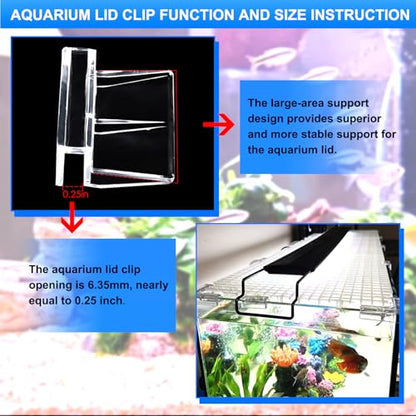 6pcs Transparent Aquarium Lid Clips,Rimless Fish Tank Glass Cover top Support,Aquarium Hood Holder, Acrylic and Glass Aquarium top Clips,fit 5-6mm Thickness Glass - size: 6pcs 5-6mm clips