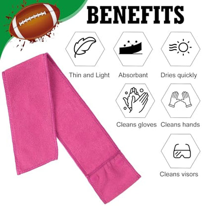 Fanfanwin 6 Pcs Football Towels with Buttons Quick Dry Sports, Pink | Button Design Prevents Slipping, Quick Dry Basketball Workout, Lightweight Sweat Absorbent Towels Athletes Gym Training Use - color: Pink