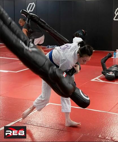 MMA Standing Grappling Dummy, 70-Inch Leather Grappling Dummy Judo Punching Bag Dummy BJJ Wrestling Brazilian JIU Jitsu Submission Self Defense Training Unfilled