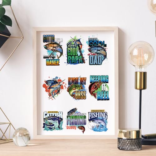 UV DTF Mug Wraps - 20 Sheets Fishing Quotes Uvdtf Tumbler Wrap for 16 oz Glass Water Bottle Fisherman Waterproof Rub On Transfer Decals for DIY Crafts Laptop - color: Fishing
