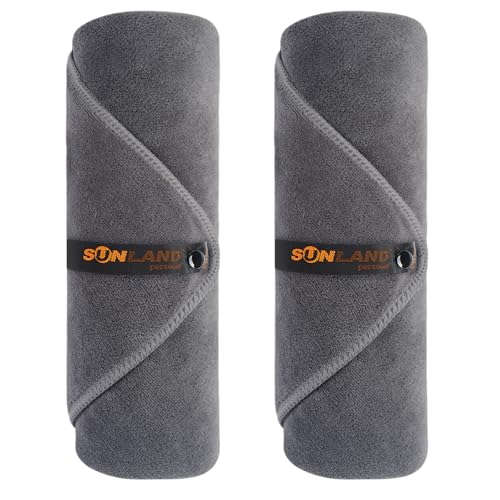 SUNLAND Microfiber Gym Bath Towels for Men Women 24x48In - color: Grey X 2