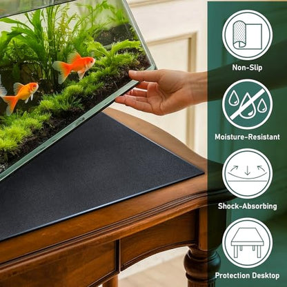 Aquarium Leveling Mat 2PCS/Set Neoprene Non-Slip Shockproof Fish Tank Pad Waterproof Textured Surface for Uneven Surfaces Durable Fish Tank Mat with Easy-Cut Edges (No Glue, 24x12 Inch) - size: 24x12 Inch, style: No Glue