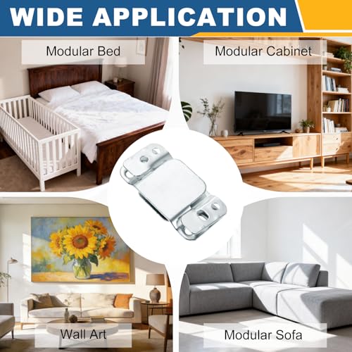 uxcell 8Pcs Sectional Sofa Interlocking, 96 x 40mm Sectional Couch Connector Interlocking Sofa Connector Bracket for Keeping Furniture Sofas from Sliding, Silver
