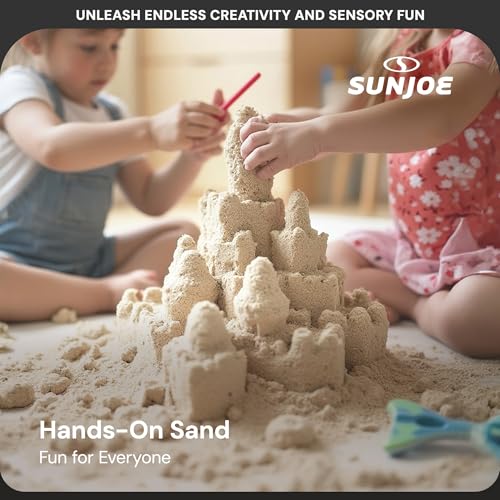Sun Joe Silica Play Sand for Sandbox, Sensory Table & Gardens, Ultra Fine, 50 Lb Bag - Indoor & Outdoor Craft Accessory for Molding, Digging & Sculpting, PLYSAND50
