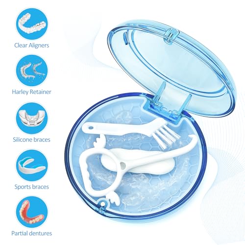 Orthodontic Retainer Case Aligner Mouth Guard Storage Box,Clear Blue - color: Clear Blue