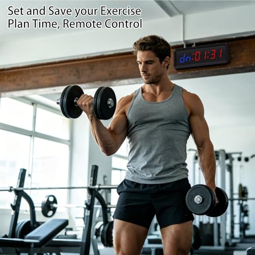 PELLOR Gym Timer with Remote & Press Button for Tabata/FGB/EMOM Workout