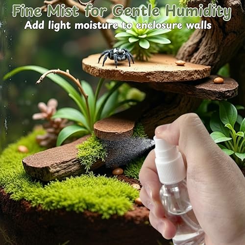 Jumping Spider Water Dispenser Enclosure Accessories, Mini Water Dispenser and Mist Bottle with 10 Replace Cotton Cores, Jumping Spider Habitat Decoration Tarantula Enclosure Accessories (White, 5 ML)
