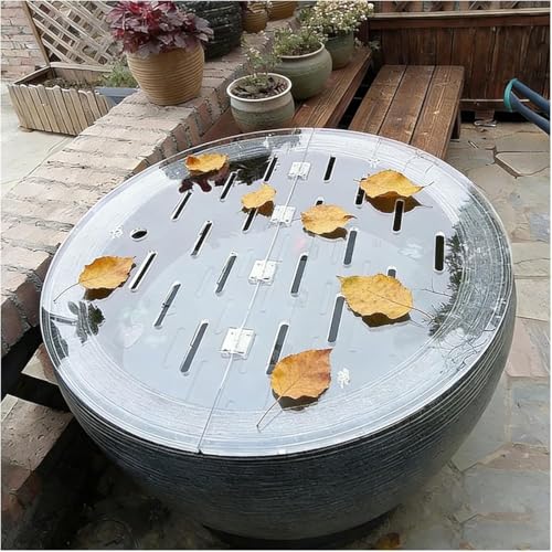 Cat-Proof Acrylic Lid for Round Aquarium - Customizable Anti-Jump Fish Tank Cover with Hinges & Hole, Folding Flip-Top Tank Protector for Pets