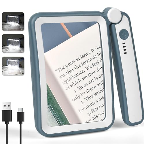 Rechargeable Magnifying Glass with Light for Reading, 5X Large Page Magnifier with LED Lighted for Seniors Low Vision, Folding Handheld Rectangle Magnifier for Reading Small Print, Blue-White - color: Blue White