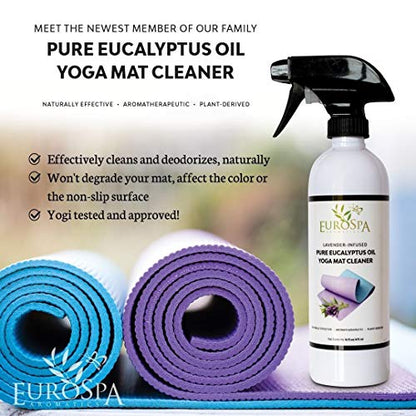 EuroSpa Aromatics Lavender Infused Pure Eucalyptus Oil Yoga Mat Cleaner & Deodorizer, Plant-Derived- Premium Aromatherapeutic & Relaxing Essential Oil Spray - 2oz - size: 2 Fl Oz (Pack of 1)