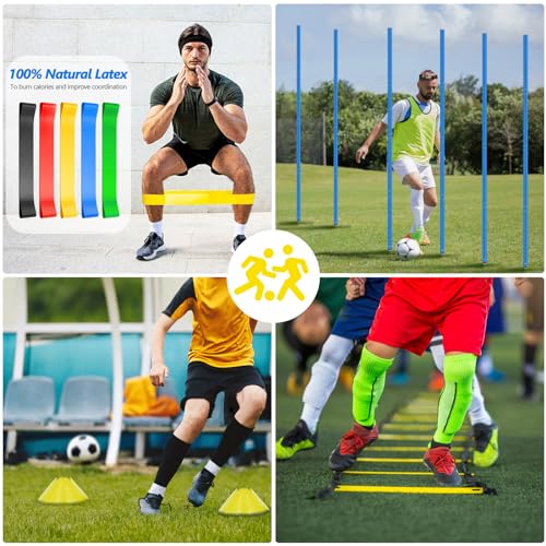 Haootadiy Soccer Agility Training Poles Equipment |Adjustable Soccer Equipment for Training Includes 6 Flexible Agility Poles - color: Multicolour